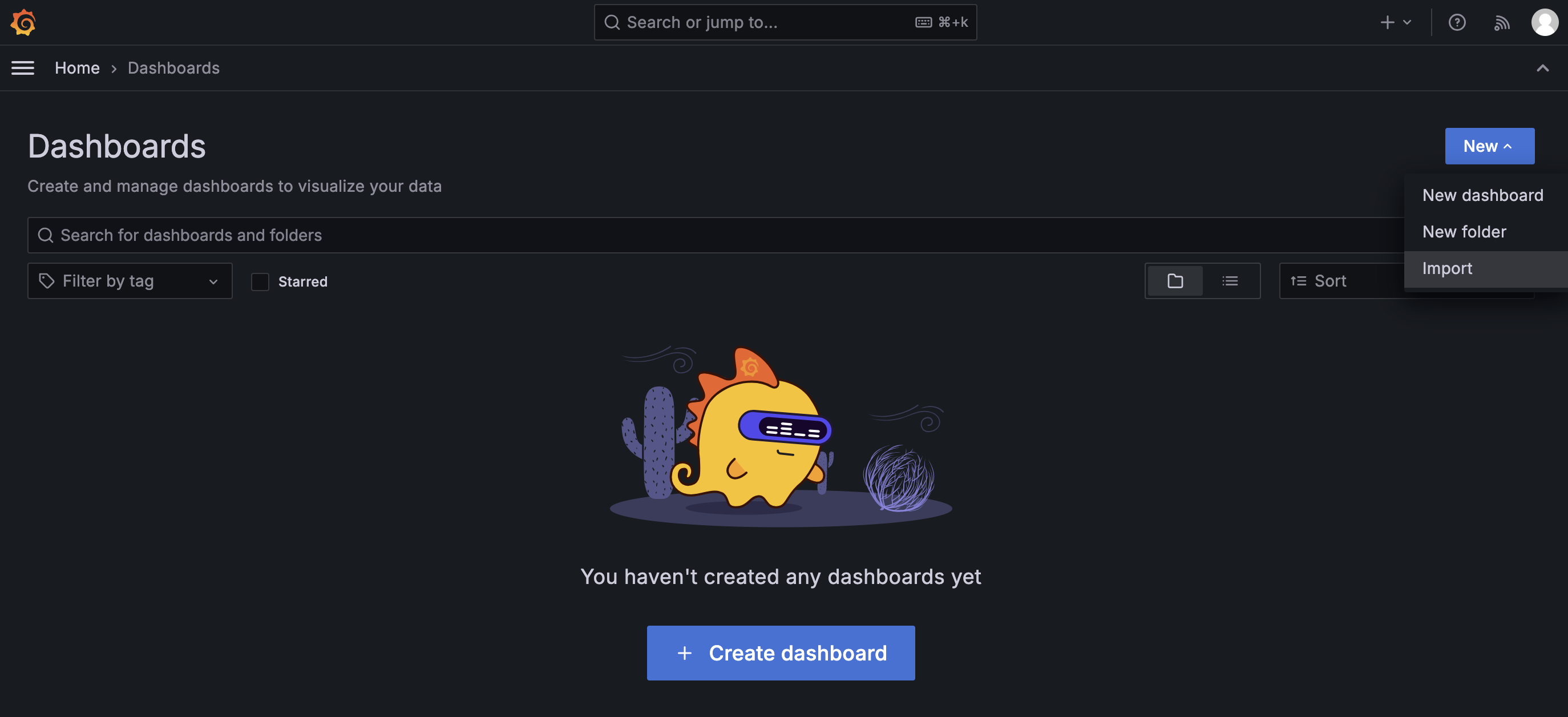 Dashboard Import Schritt 1