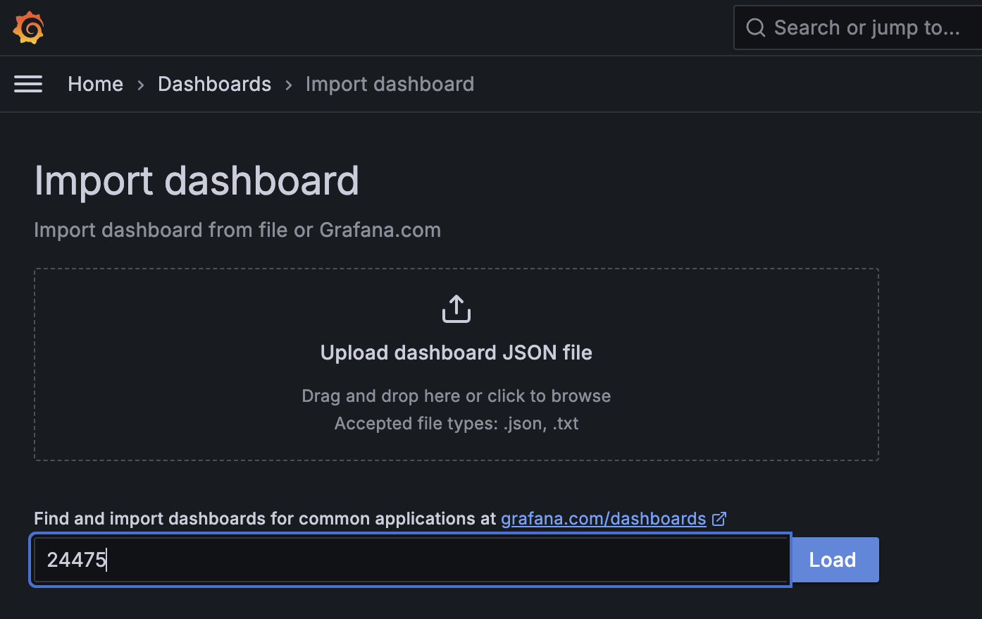 Dashboard Import Schritt 2